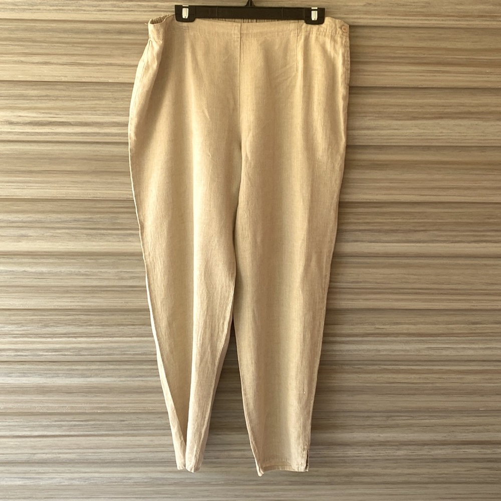 FLAX 100% Linen Side Button Pants Size M 28.5 Inseam